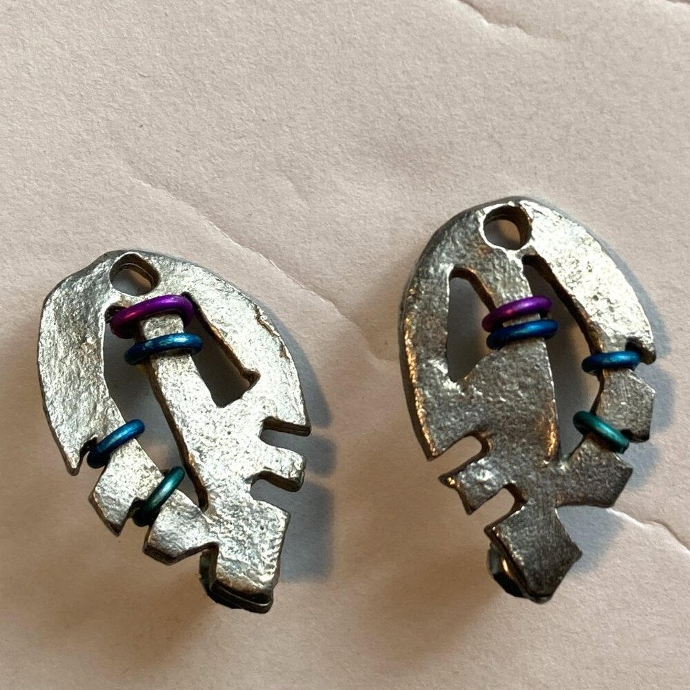 1980s Signed DON LIN Silver Retro Vintage Post Earrings
